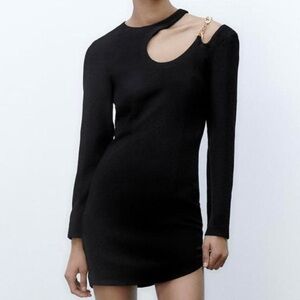 NWT Zara Elegant Black Cut-Out Dress